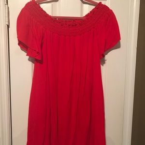 Kimichi Blue off the shoulder red float dress NWOT